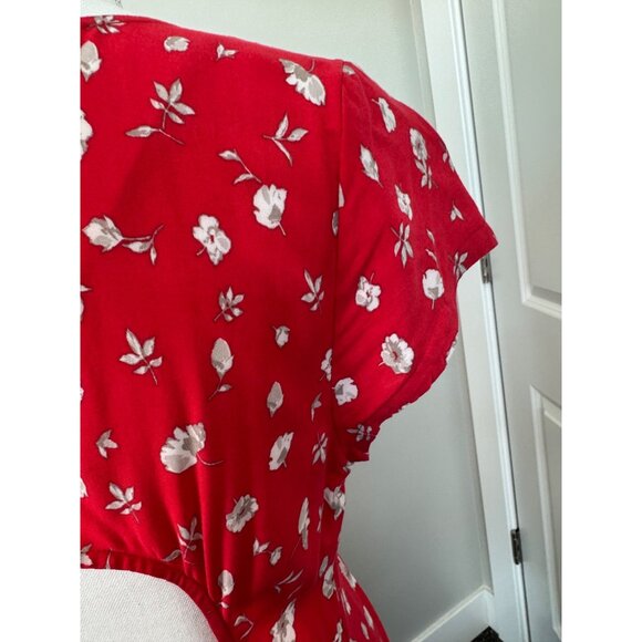 Free People Red Floral Print Keyhole Back Dinner Dress Size 10 NWT - Picture 11 of 16
